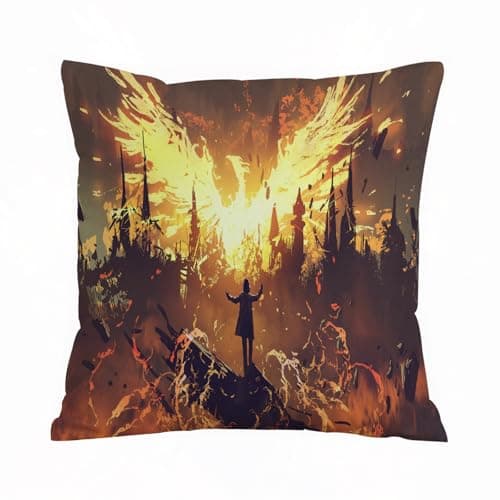 Image of AELKSP Cushion Cover Decorations Pillow Cover Home for Livingroom Couch Sofa Decor Throw Pillow Case Gifts,wizard summoning the phoenix from hell digital art style,20x20 in