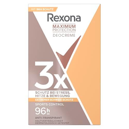 Image of Rexona Women Maximum Protection Anti Perspirant Deodorant Cream Sports Control Deodorant with 96 Hours Protection Against Strong Sweating and Odour with 3x Protection for Stress, Heat & Movement 45 ml