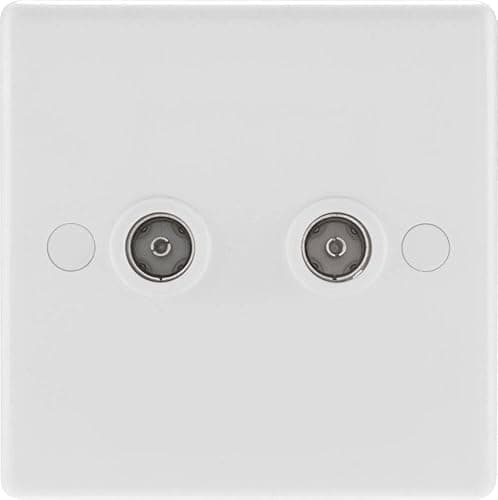 Image of BG 863 Moulded Round Edge | White | 2 Gang Isolated Co-Axial TV Socket Outlet