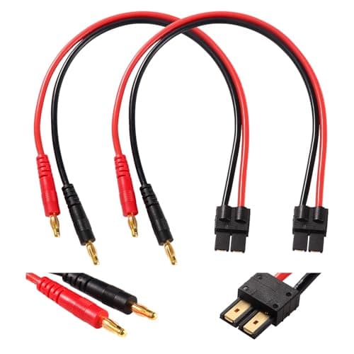 Image of YIXISI 2 PCS Compatible with TRX to 4.0 Banana Plug RC Battery Charge Cable, Compatible with TRX Connector to 4.0mm Banana Connector with 30cm 14AWG Silicone Cable, for RC Helicopter Quadcopter