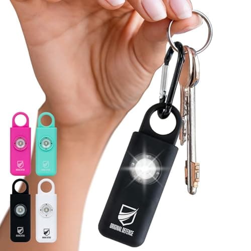 Image of Original Defense® Personal Safety Alarm for Women, Children, & Elderly - Recommended by Police - 125 dB Loud Personal Alarm Siren with LED Strobe Light (Black)