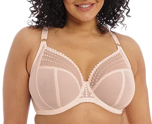 Image of Elomi Women's Matilda Plunge Three-Piece Sheer Mesh Cups Side Support Panels Moveable J-Hook for Racerback Dd+ Bras, Pearl Blush, 40H US
