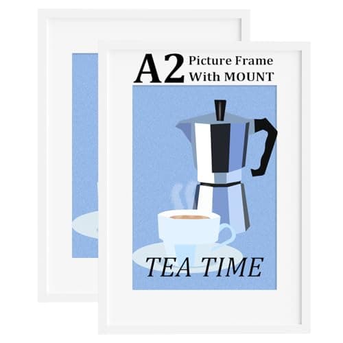 Image of Bobeen A2 Poster Frames with Mount, Pack of 2 White Picture Frame (42x59.4CM) for Gallery, Living Room Wall Hanging
