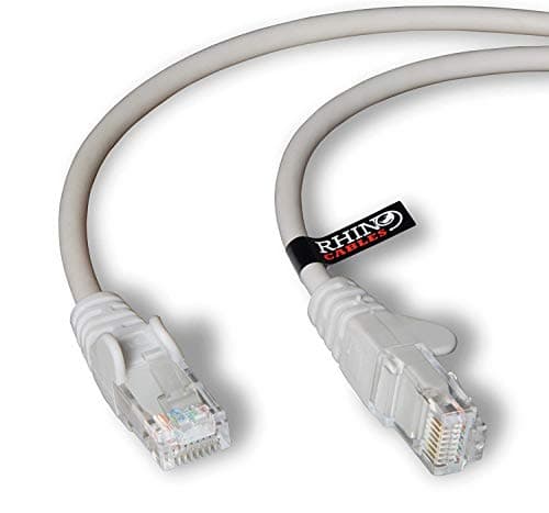 Image of rhinocables CAT 6 High-Speed Gigabit Ethernet Cable - Patch Network Lead for LAN| Snagless UTP With LSZH Jacket | RJ45 Connector - Internet, Router, Modem, Smart TV, PC & More (2m, Grey, Pack of 1)