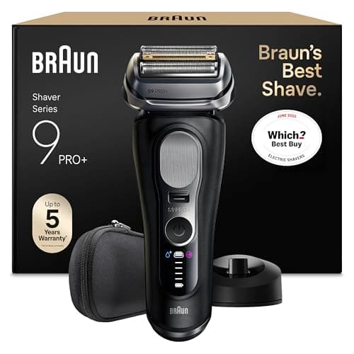 Image of Braun Series 9 PRO+ Electric Shaver, 5 Plus 1 Ultra Thin Precision Blades, Pro SensoAdapt, Up to 60 min, Charging Stand, Wet & Dry Foil Razor for Men, 9610SI, Black