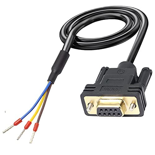 Image of XMSJSIY DB9 RS232 Serial Cable Gold Plated DB9 Female RS232 D-SUB Serial to 3pin Bare Wire Breakout Board Extension Cable for Computer Printer Scanner- 1.5M / 4.92 FT
