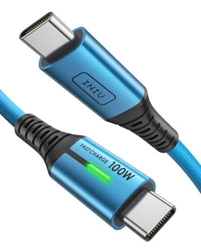 Image of INIU USB C to USB C Charger Cable, [2m, Blue] 100W PD3.0 Type C Cable Fast Charging, Phone Charger USB-C Data Lead for MacBook Pro iPad Air iPhone 17 16 Samsung S25 S24 S23 Ultra Pixel 10 9 Switch PS5