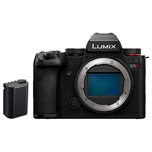 Image of Panasonic LUMIX DC-S5 II Full Frame Mirrorless Camera Body, 4K 60P and 6k 30P, Flip Screen, Wi-Fi, Phase Hybrid AF With 779 points, Active IS, Body Only with DMW-BLK22 Spare Battery, Black