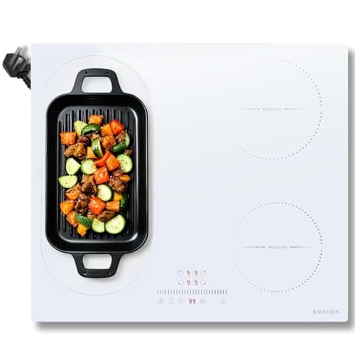 Image of NOXTON White Induction Hob 13AMP Plug, 2800W 4 Zone Flex Induction Hobs 60cm Touch Control, with Safety Lock,White Ceramic Glass