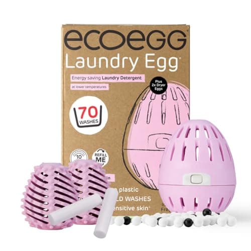 Image of Ecoegg Spring Blossom Refillable Laundry Egg & Dryer Balls. Eco Detergent Replacement. Non Bio, no enzymes, phosphates. 70 Washes. Dryer Balls Reduces Drying Time.