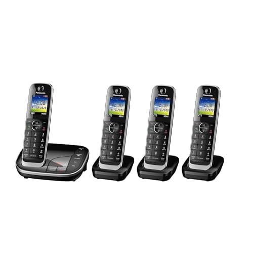 Image of Panasonic KX-TGJ424EB Landline Phone Cordless, House phones, Automated Call Blocker, Answer machine, Colour Display, Quad Handset - Black