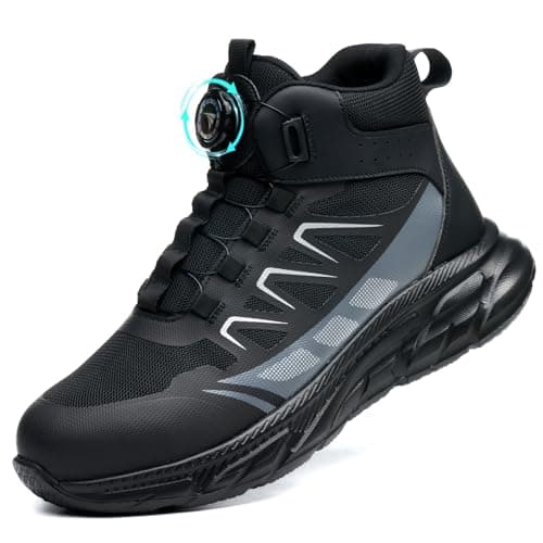 Image of SROTER Safety Boots Men Women Work Boots Steel Toe Cap Trainers Lightweight Non-Slip Safety Shoes, Black, 10 UK