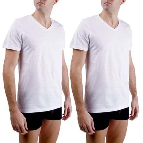 Image of pierre cardin underwear Men's Cotton T-Shirt Signature V-Neck Embroidery Black (Pack of 2), White, M