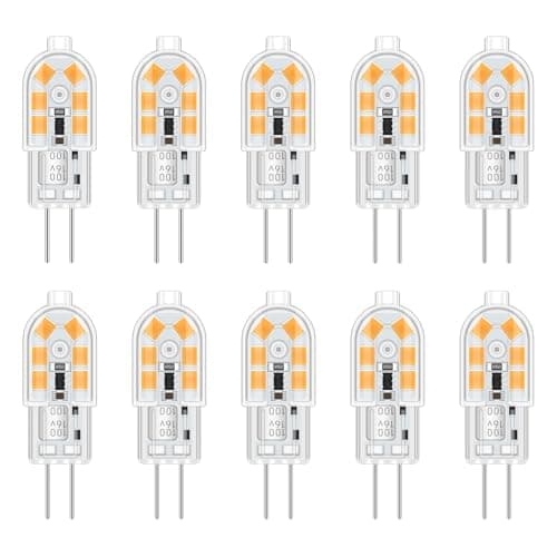 Image of Akynite G4 12V LED Light Bulbs 2W Warm White 3000K, not dimmable, Replacement for Bipin Halogen Bulb G4 10W-20W, 200LM, AC DC 12V Bi Pin Capsule LED for Cooker Hood/Chandelier, 10-Pack
