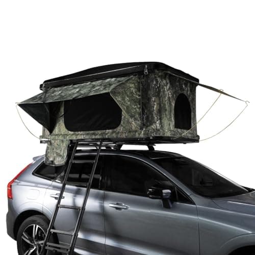 Image of Car Roof Tent Large Hard Shell Box Gas Assisted Pop Up Bunk 2-3 Person 3000mm Waterproof Camping Telescopic Ladder 5.5cm Fitted Mattress Boot Bags Anti Condensation FREE Storage Net & Solar Torch