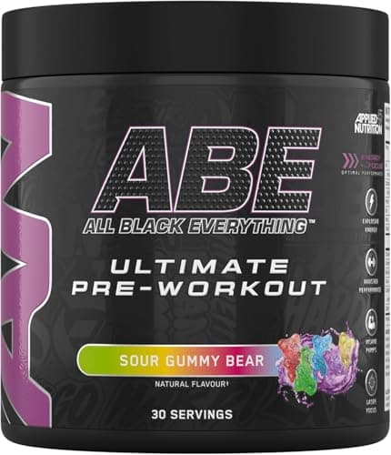 Image of Applied Nutrition ABE Pre Workout - All Black Everything Pre Workout Powder, Energy & Physical Performance with Citrulline, Creatine, Beta Alanine (375g - 30 Servings) (Sour Gummy Bear)