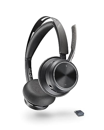 Image of Poly Voyager Focus 2 UC Wireless Headset with Microphone (Plantronics) - Active Noise Canceling (ANC) - Connect PC/Mac/Mobile via Bluetooth - Works w/Teams, Zoom, and More