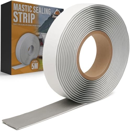 Image of Xtremeauto Mastic Sealing Strip for Caravans & Motorhomes – 5M Off White Weatherproof Sealant for Overlap Joints, Awning Rails, Roof Lights, Vents & Trims – Durable & Easy to Apply (32MM)
