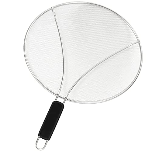 Image of Splatter Screen for Frying Pan, 11.4 Inch Frying Pan Splatter Guard, Stainless Steel Splatter Guard with Resting Feet, Stops 99% of Hot Oil Splash - Protects Skin from Burns for Cooking & Frying