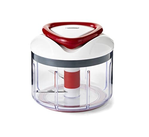 Image of Zyliss E910015 Easy Pull Food Processor | 750ml Capacity | Plastic/Stainless Steel | White/Red | Manual Handheld Food Chopper/Slicer/Blender With Pull Cord | Dishwasher Safe | 5 Year Guarantee