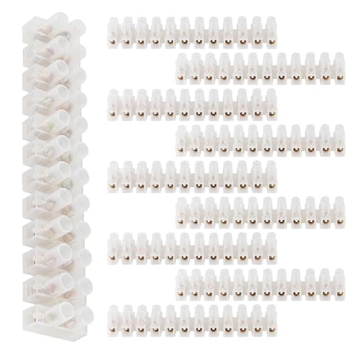 Image of 10 Pack of Electrical Connector Blocks, 15A, 12 Way White Terminal Block Electrical Connector Strips