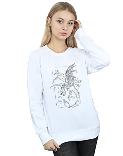 Image of Harry Potter Women's Dragon Line Art Sweatshirt White X-Large