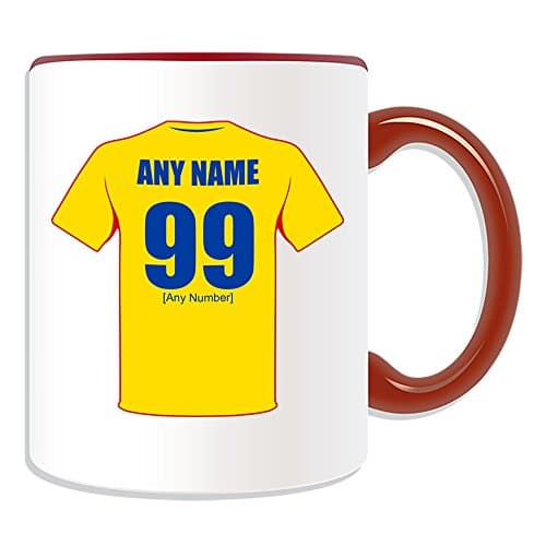 Image of UNIGIFT Personalised Gift - Romania National Mug (Football Team Design Theme, Colour) Any Name/Number on Your Unique - FC Kit Shirt Jersey Strip Tricolorii Tricolours Romanian ROU