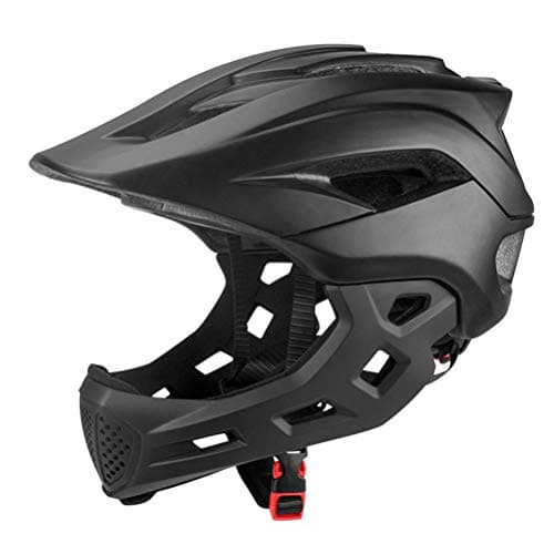 Image of 2 in 1 Kids Full Face Bike Helmet for Children BMX Dirtbike with Detachable Chin Guard, Suitable for Ages 5-10 Years, Available in Various Bright Colors and Sizes (black)