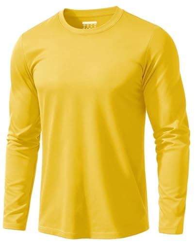 Image of EKLENTSON Men's Long Sleeve T Shirts Casual Cotton Crewneck T-Shirts Classic Plain Soft Work Tee Shirts Yellow,L