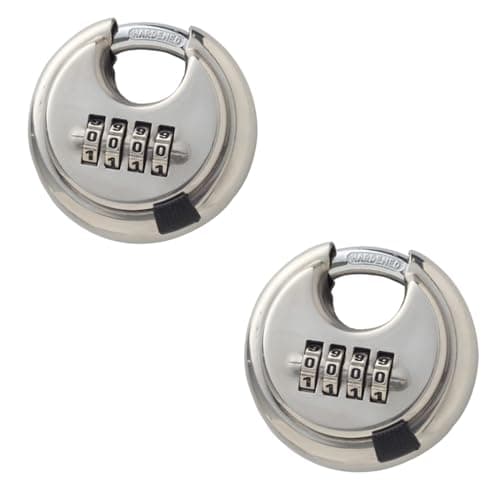 Image of 2PCS Heavy Duty Combination Padlock, Waterproof Padlocks Outdoor Stainless Steel Disc Combination Lock Lock for Gate, Shed, Garage, Locker, Gym (Silver)
