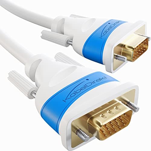 Image of KabelDirekt – VGA Cable for maximum video quality thanks to high-purity copper conductors – 0.5m (Full HD, connects computers to screens/projectors, 15-pin D-Sub, monitor cable, white)