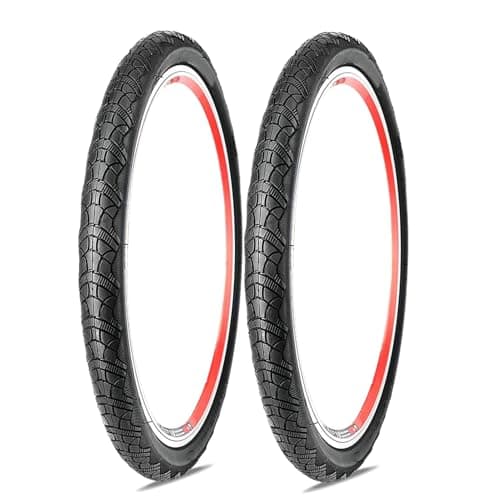 Image of 20 Inch Bike Tyres: 2-Pack 20" x 1.75"/1.50" 60 TPI Replacement Bike Tire Puncture-Resistant Compatible with Folding Bicycle, BMX, Chopper Bike, E-bike