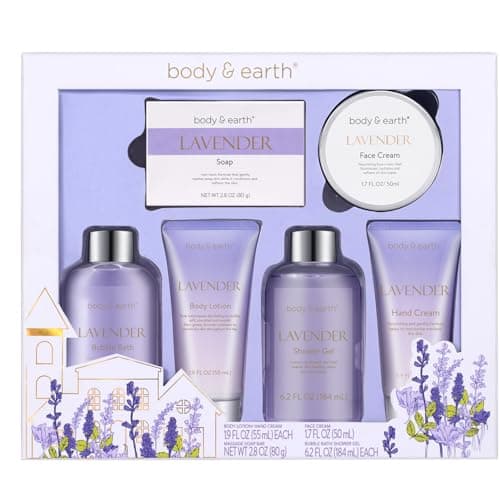Image of BODY & EARTH Bath Spa Gifts for Women Shower Gift Sets 6Pcs Lavender Toiletries Gift Sets for Mum Luxurious Pamper Gifts for Women Birthday Gifts for Her Mother Day Valentine's Gifts Ladies Gift Set