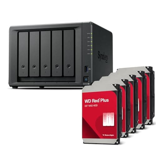 Image of Synology Diskstation NAS DS1525+ 30TB Bundle Western Digital (5X 6TB WD Red Plus) 5 Bay Plus Series with Ryzen R1600, 8GB RAM