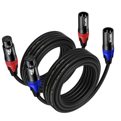 Image of EBXYA XLR Microphone Cable 5M/16.4ft 2-Pack, 3-Pin Balanced Shielded Mic Cord (Red/Blue) - for Podcast Studio, Live Sound, PA Systems, Stage Speakers - Professional Audio Equipment