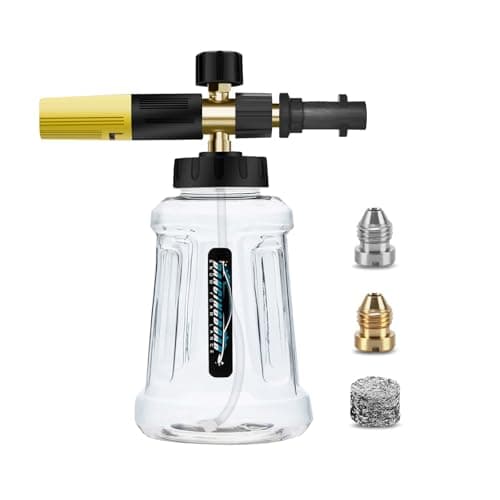 Image of DANCINGBOAR Snow Foam Lance Foam Cannon for Karcher K Series K2 K3 K4 K5 K6 K7 Pressure Washer, 1L Soap Dispenser with Adjustable Spray Nozzle and New Generation Connector (Black & Yellow)