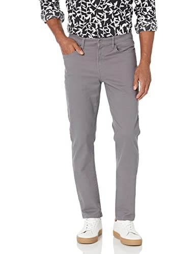 Image of Amazon Essentials Men's Slim-Fit 5-Pocket Stretch Twill Trousers, Dark Grey, 30W / 34L