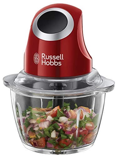 Image of Russell Hobbs Mini electric chopper [glass container including storage lid] Desire Red (500ml, vegetable shredder, mixer, multi-& universal shredder for vegetables, fruit & meat) 24660-56