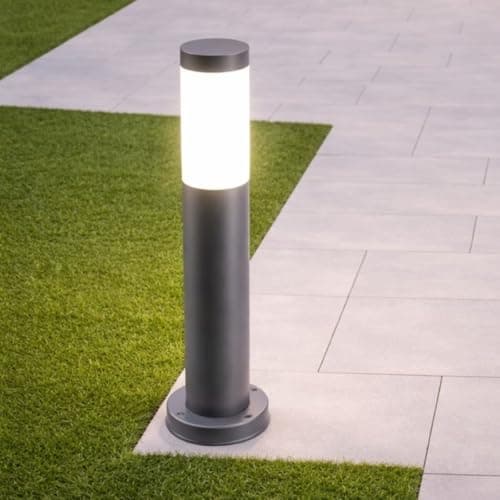 Image of CGC Lighting Anthracite Grey Outdoor Post Bollard Outdside Light Indoor Garden Patio Porch Door Conservatory Decking Shed (Grey Medium)
