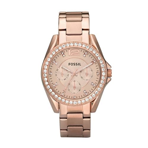 Image of FOSSIL Riley Womens Quartz Watch with Rose Gold Dial and Rose Gold Stainless Steel Bracelet ES2811