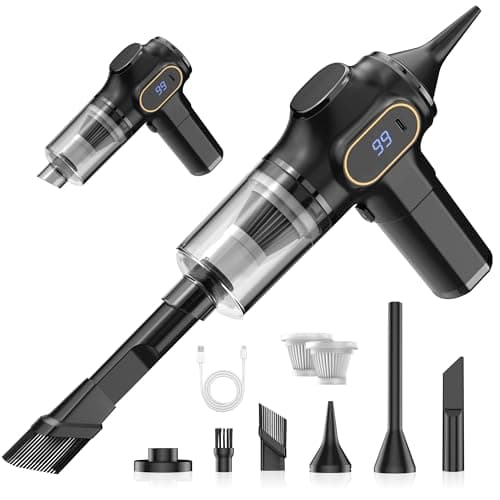 Image of Ginarelo Handheld Cordless Car Vacuum Cleaner - 15000Pa Small Hand Held Vacuums Cleaners Strong Suction Powerful Portable Wireless Lightweight Mini Long Runtime Hand-held USB Blower Grey Upgraded