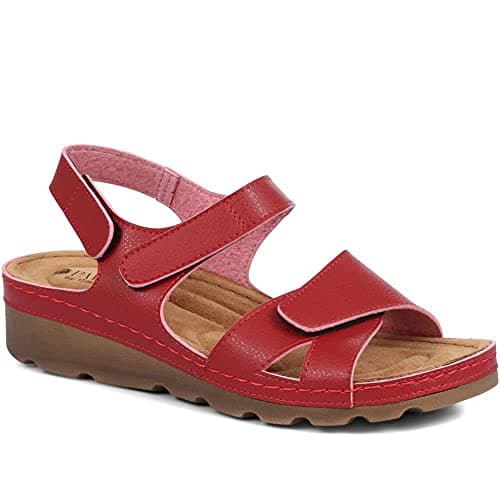Image of Adjustable Cushioned Sandals - Red Size 5