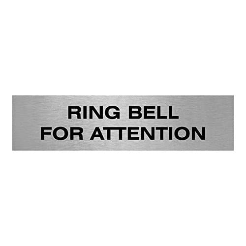 Image of Slimline Aluminium Ring Bell For Attention Sign from ViroDisplay® – Brushed Silver 200 x 50mm – Durable Printed Surface – Self-Adhesive Fixing