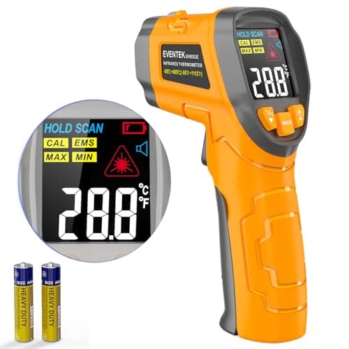 Image of Eventek Infrared Thermometer, -50℃~600℃ Temperature Gun with Adjustable Emissivity, Non-Contact Digital Laser Infrared Thermometer Gun with Color Display for Cooking, BBQ, Pizza Oven, Freezer, Fridge