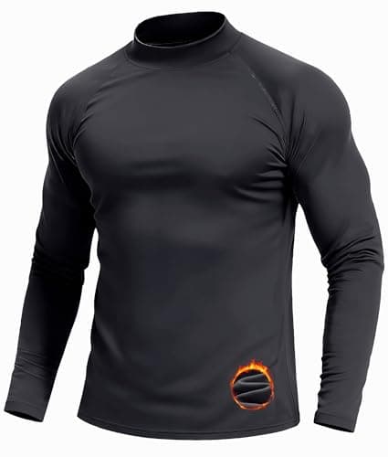 Image of Cavva Men's Half Turtleneck Shirt Warm Pullover Undershirt Micro Fleece Lined Long Sleeve Gym Top Baselayer,Black,L