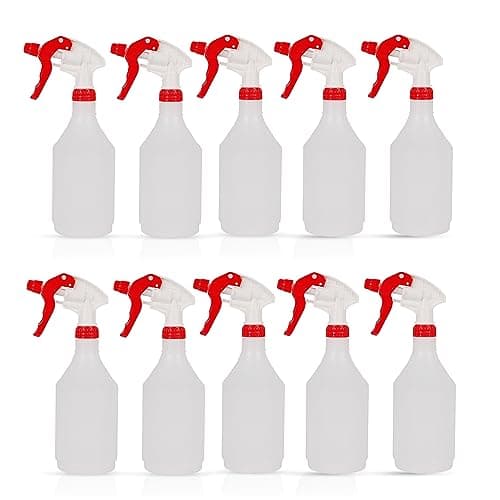 Image of DCS Pack of 10 Plastic Water Spray Bottles for Cleaning 750ml – Hand Trigger Empty Spray Bottles for Gardening and Home Cleaning – Heavy duty Industrial Refillable Mist Spray Bottle (Red)