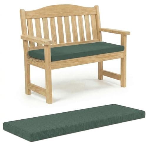 Image of 100% Waterproof Garden Bench Cushion 2/3/4 Seater Outdoor Long Bench Seat Pad for Lawn & Garden, Patio, Office, Coffee Shop with Removable Cover (2 Seater 108cm x 45cm x 5cm, Bottle Green)