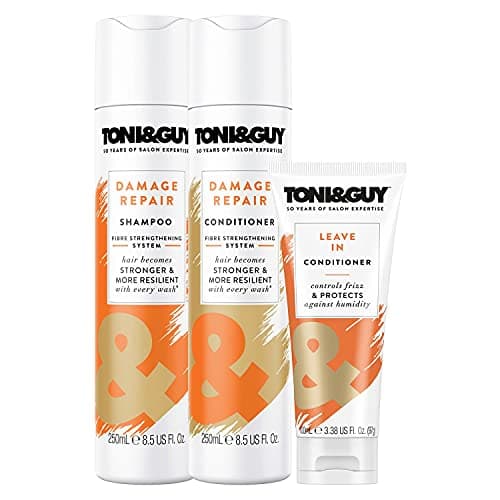 Image of Bundle of Toni & Guy Damage Repair Conditioner 250ml, Shampoo 250ml with Leave-In Conditioner 100ml, Hair Becomes Stronger and More Resilient With Every Wash