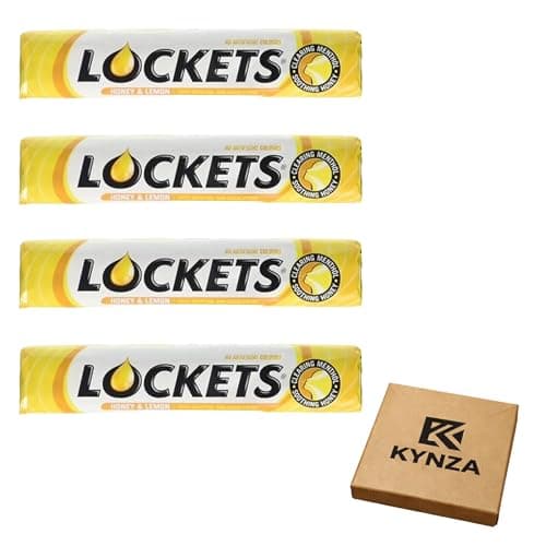 Image of Lockets Throat Sweets Honey & Lemon 4 x 41g Multipack | Menthol Lozenges with Liquid Honey Centre | Cooling Relief for Dry, Tickly Throat | Fresh Breath & Everyday Comfort | No Artificial Colours