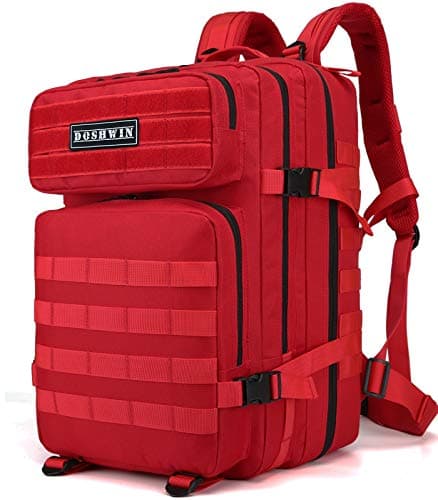 Image of Doshwin 40L Military Backpack Tactical Army Assault Pack Molle Camo Rucksack for Camping Trekking Travel Hiking (Red)